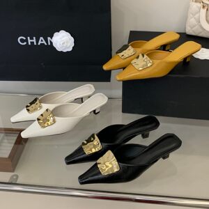 法式金属尖头包头拖鞋女