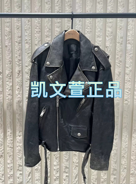 MBD3LET002-8999现货上新2024秋专柜正品黑色酷帅机车皮夹克外套
