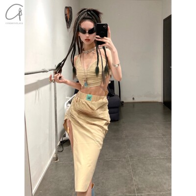 不对称褶皱wrap春夏背心