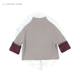 o cloche code 25秋冬 粗针撞色袖毛衣美利奴羊毛针织