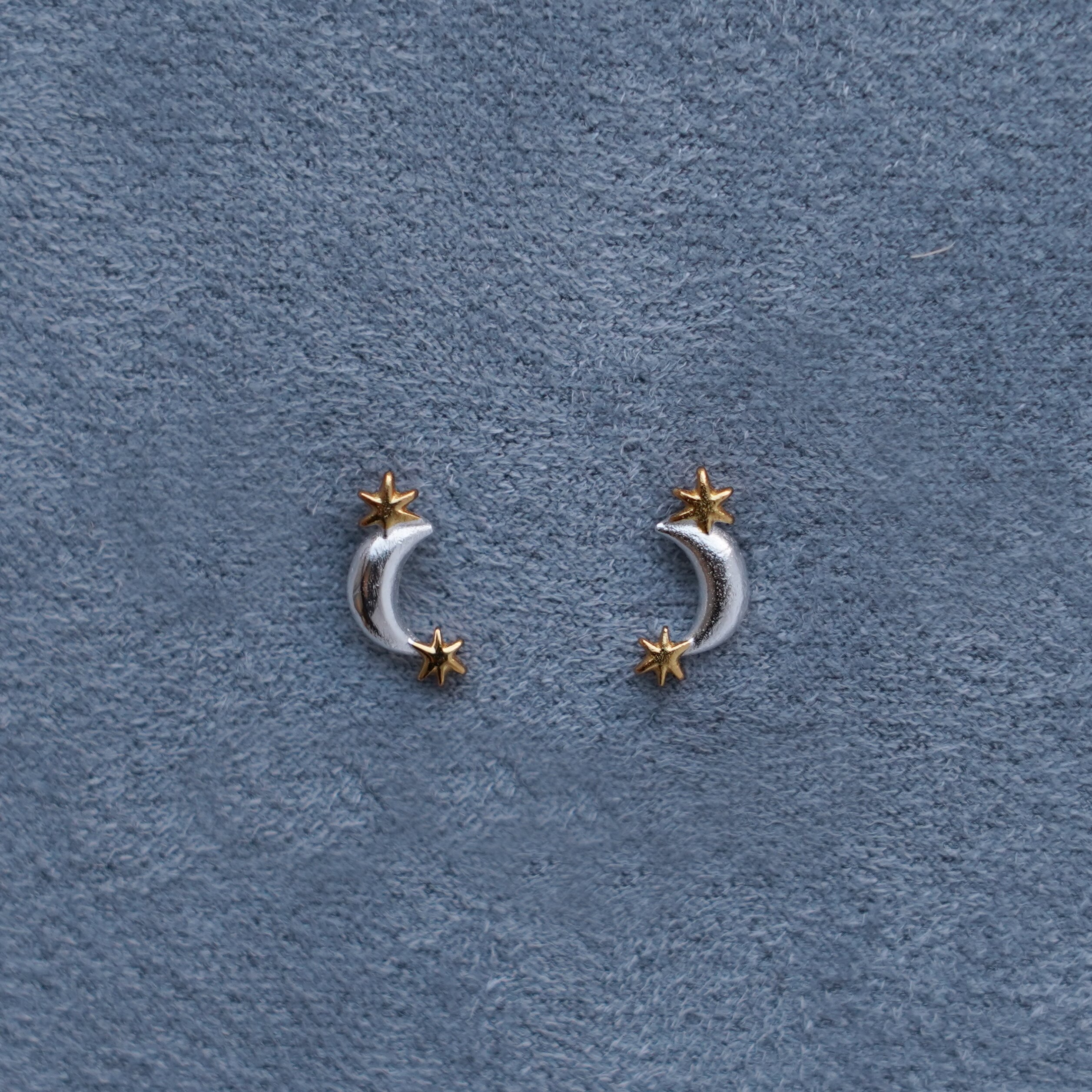 SALE E PEPE 圣诞节系列 纯银镀金双色星月耳钉