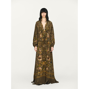 INTO THE EAST 25秋冬 真丝印花抽绳连衣裙