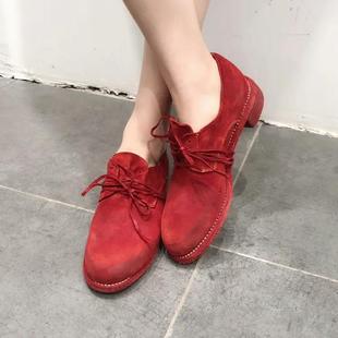 小水牛翻毛皮方跟单鞋 M82W 意大利手作 Guidi 70%OFF