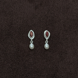 OLIO E ACETO 纯银青金石/红蛇皮玉珍珠吊坠耳钉