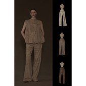 Mutedance 宽松丝绸羊绒花染长裤