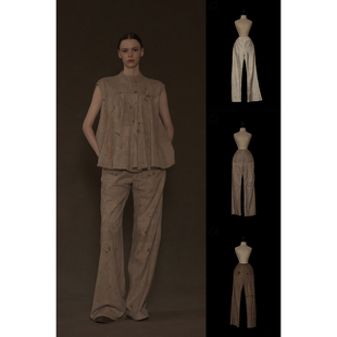 Mutedance 宽松丝绸羊绒花染长裤