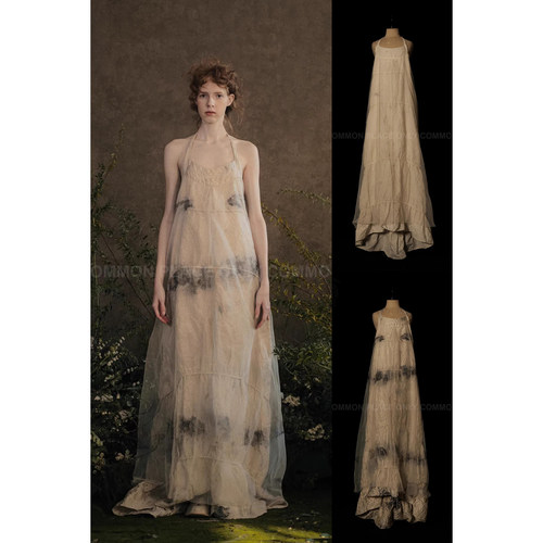 23春夏双层挂脖花染连衣裙