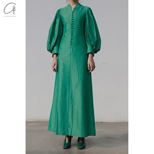 V领排扣腰部系带连衣裙 kurogouchi 日本 Mame 70%OFF