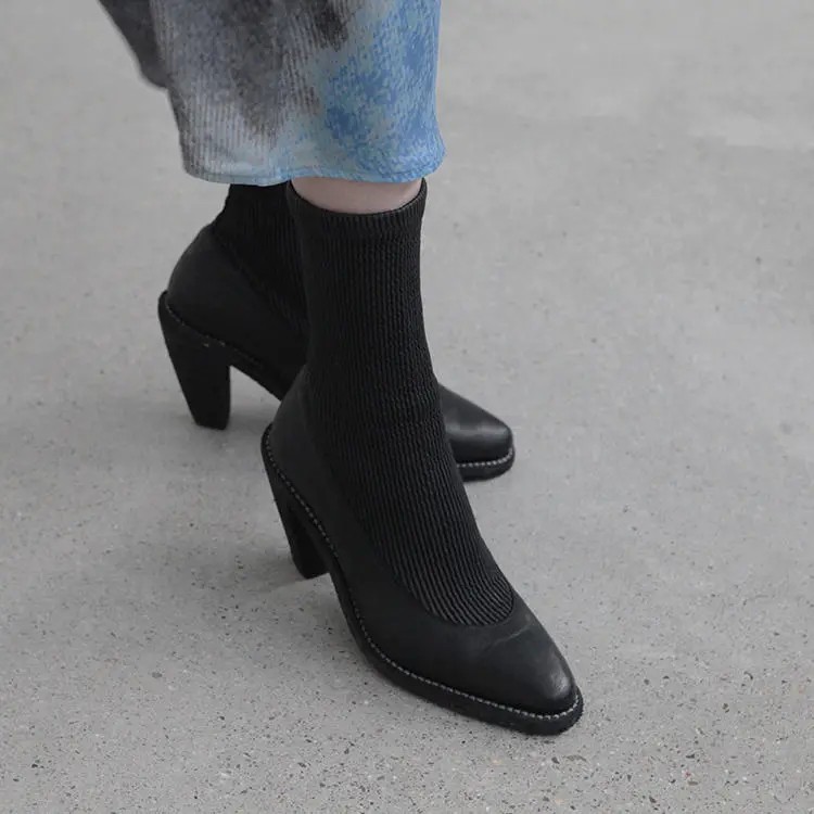 清仓折扣 Guidi MN06E 袋鼠皮拼接高帮尖头袜靴 意大利 手作