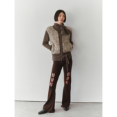 25秋冬 NAN KNITS 绒毛撞色围领短外套