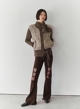 NAN KNITS 25秋冬 绒毛撞色围领短外套