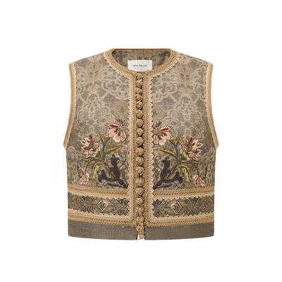 INTO THE EAST 柞蚕丝银莲盘扣马甲