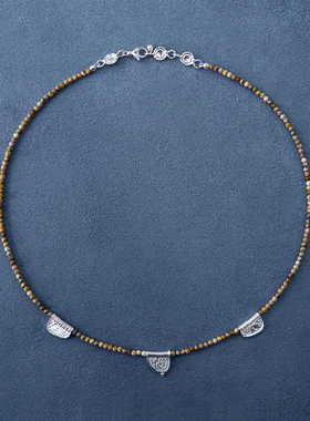 SALE E PEPE 纯银图画石壁画串珠项链