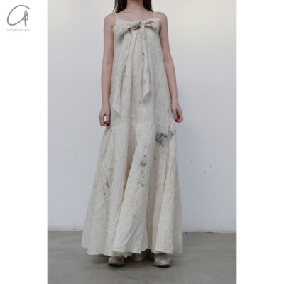 23春夏蝴蝶结吊带长裙