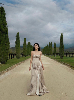 PengTai  中药印花扭叠婚纱 连衣裙