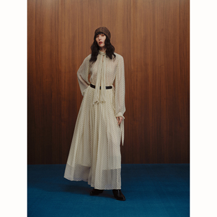 INTO THE EAST 白色迷你腰果/深棕佩斯利花纹抽绳碎褶真丝半裙