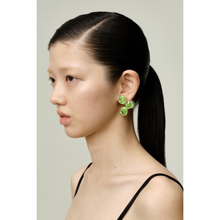 三颗椭圆碎宝石耳环925银 涟漪系列 70%OFF YVMIN