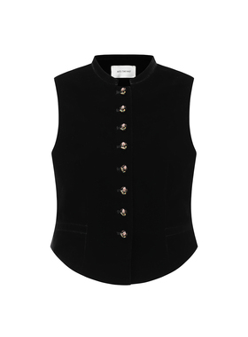 INTO THE EAST 25秋冬 黑色丝绒绣花扣马甲