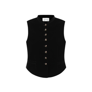 INTO THE EAST 25秋冬 黑色丝绒绣花扣马甲