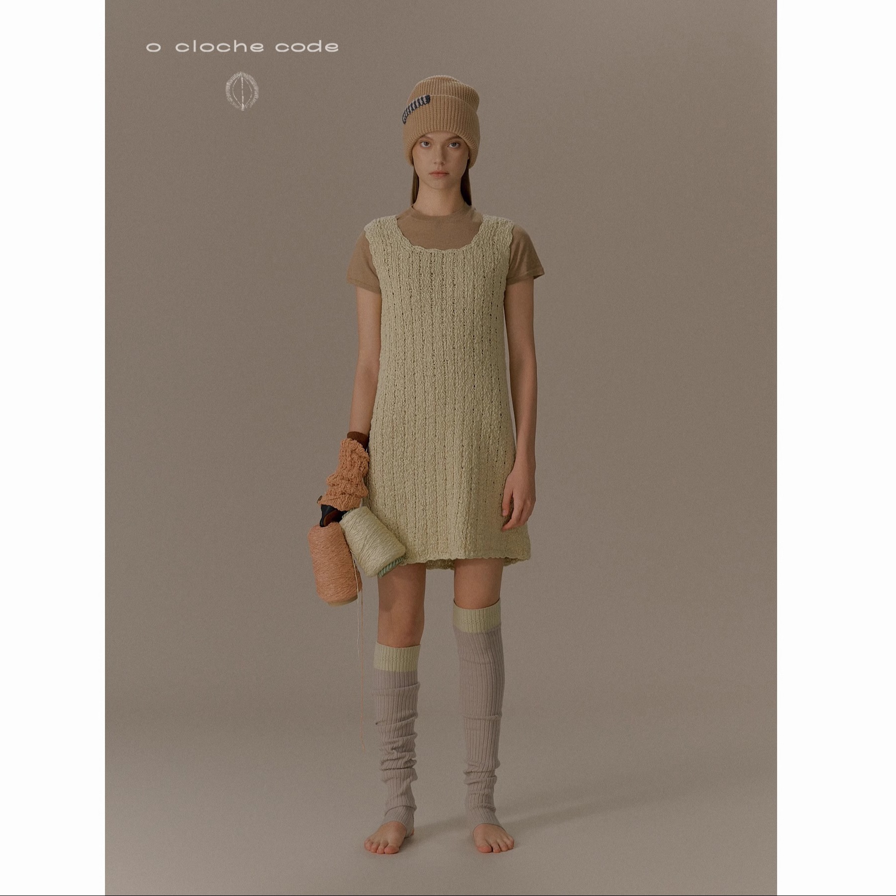 o cloche code 25秋冬 撞色腿袜美利奴羊毛针织