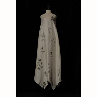 印花 Mutedance 植物染色 丝质印染背心连衣裙 手工 亚麻