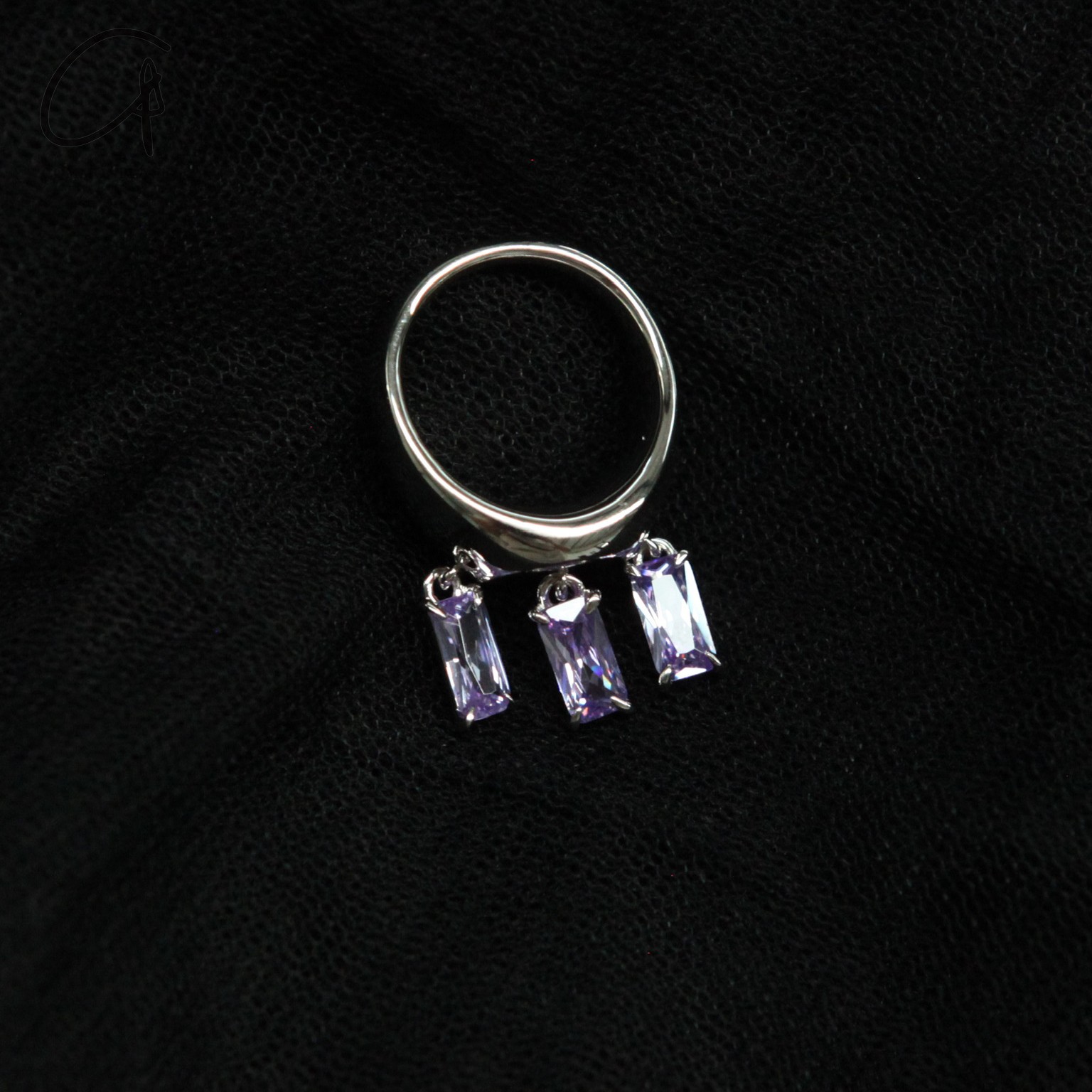 尤目宝石吊坠印章925银戒指