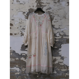 EKA 领拼接中长连衣裙