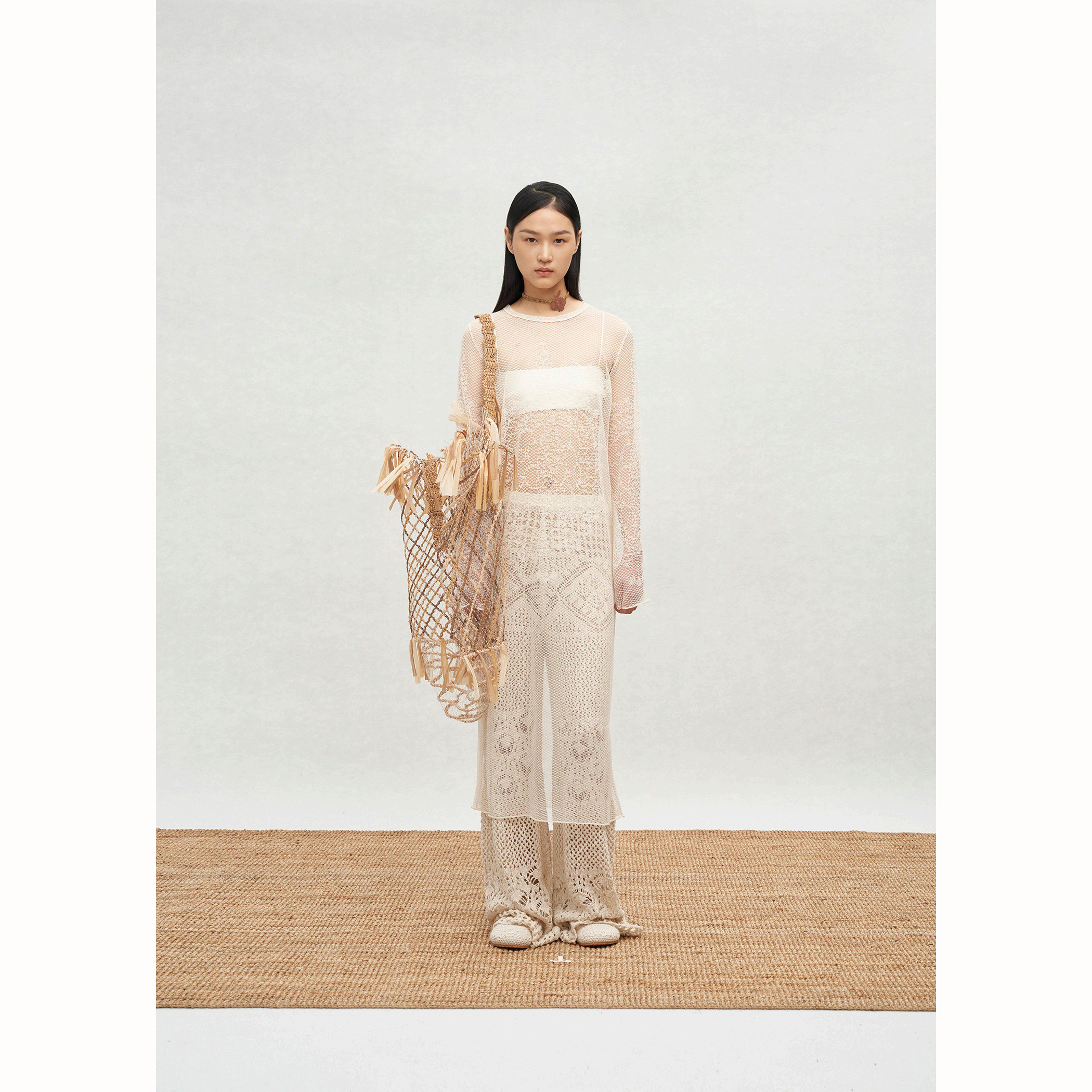 SWAYING 钩花镂空直筒裤