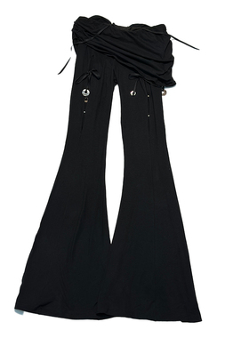 RUI built 25秋冬 棉麻G字腰饰裙裤喇叭裤