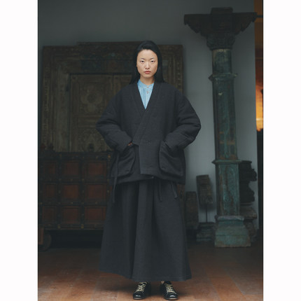 40%OFF AVIVA JIFEI XUE 羊毛亚麻缎面袴裙