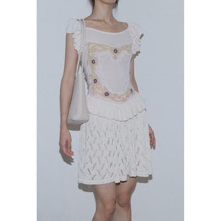 渐变花形镂空半身裙 KNITS 40%OFF NAN
