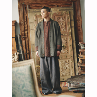 鼠尾草人字纹羊毛针织V领开襟衫 XUE JIFEI AVIVA