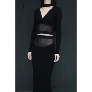 网纱拼接纽结针织上衣系列 WAAG 70%OFF OUDE