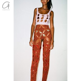 镂空高弹方格裤 BOULDER 印度尼西亚 ISA 90%OFF