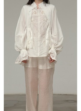 70%OFF Mame kurogouchi 丝棉植物刺绣衬衫 日本