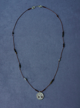 SALE E PEPE 纯银卵石红酒泪滴编绳长项链