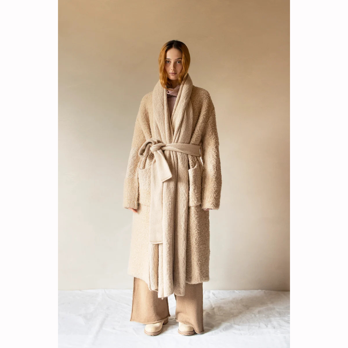 Daniel Andresen 骆驼绒丝绸围巾长款开衫/外套