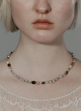 SALE E PEPE 纯银蛋黄石串珠项链