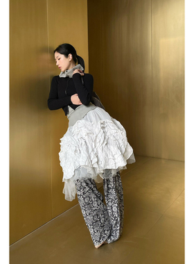 marc le bihan 真丝薄纱花朵半身裙系列法国