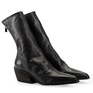 意大利 软马全粒后拉链靴 GUIDI TX08