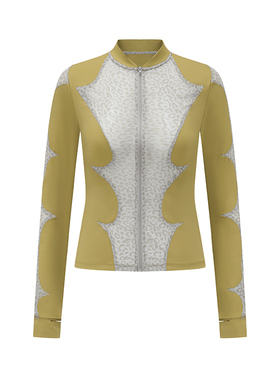 RUI built 26早春 荆棘拼接豹纹网纱运动外套