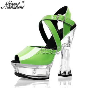 14公分超高跟鞋18厘米恨天高防水台酒杯跟鱼嘴镂空凉鞋模特走秀女
