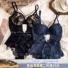 Комплект нижнего белья 秋冬性感蕾丝连体内衣聚拢收副乳调整型防下垂文胸套装透视塑身