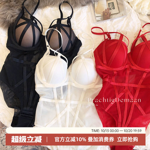 设计连体文胸套装有钢圈连体塑身