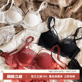 内衣纯欲奶罩bra 收副乳聚拢大胸显小文胸套装 性感法式 蕾丝薄款