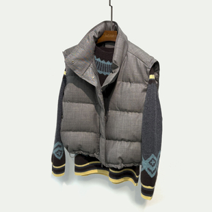 进口磨砂尼龙蓬松泡芙款 轻暖95白鸭绒加厚立领羽绒马甲面包服D542