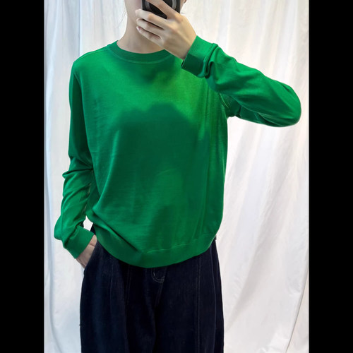 至简美可机洗澳洲120S精纺羊毛基础实穿圆领长袖针织衫Q659