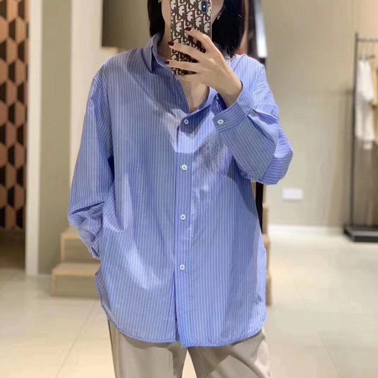 超爽三季高支清爽真丝绵竖条纹廓型衬衫多功能蚕翼肌肤衫防晒X313