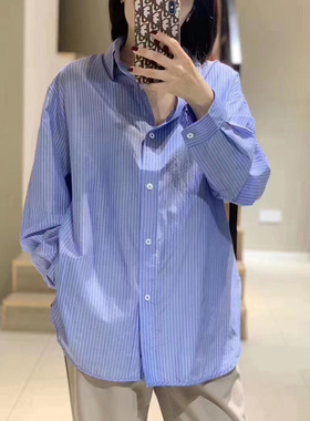 超爽三季高支清爽真丝绵竖条纹廓型衬衫多功能蚕翼肌肤衫防晒X313