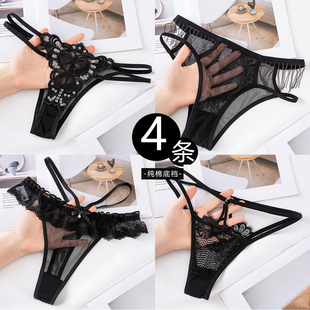 2025新款 性感火辣诱惑女士丁字裤 流苏蕾丝网纱透气纯棉裆女三角裤